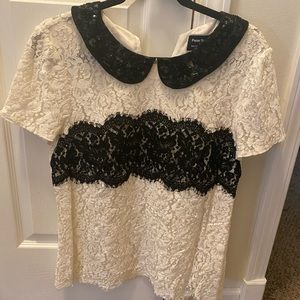 Anthro Peter Som Lace Peter Pan Collar Blouse